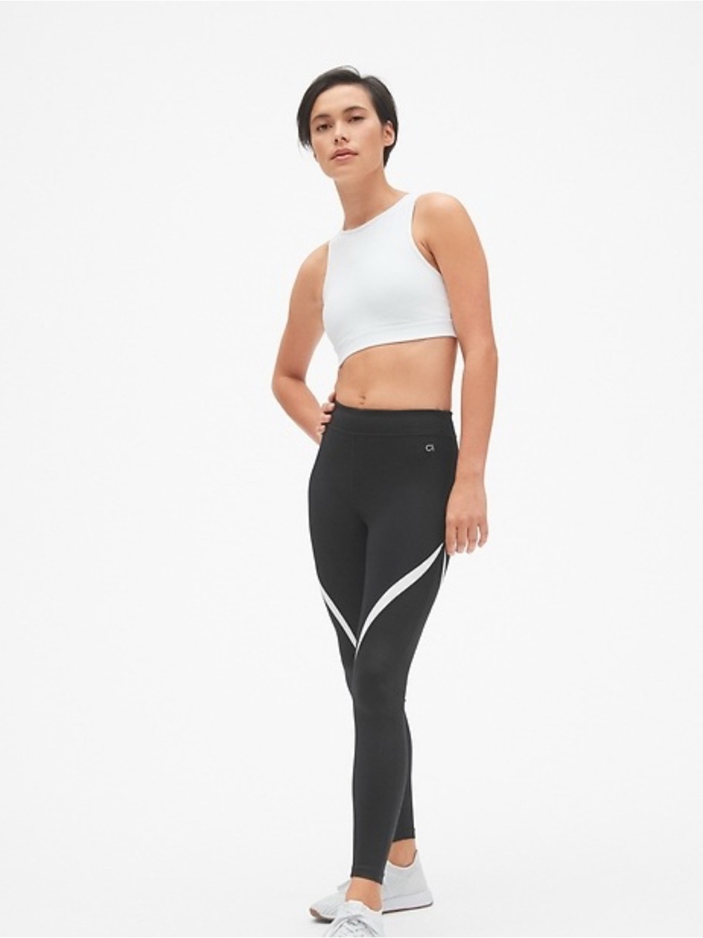 GAP Blackout Technology Leggings with White Accents Size-Small Athleisure